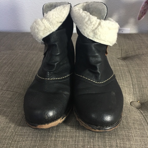 Rieker fleece lined booties 8 black brown cream - Picture 4 of 8